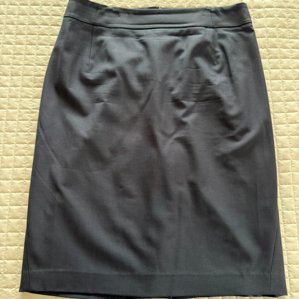Theory Pencil Skirt Slim Fit Stretch Wool Navy Size 10